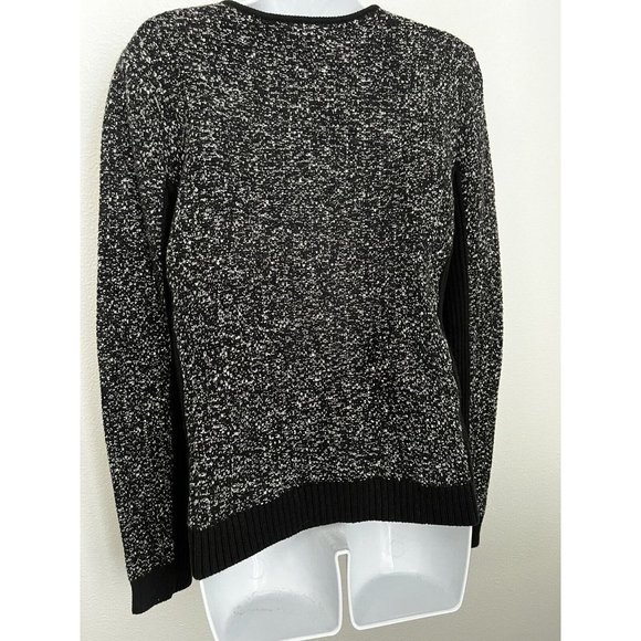 NEW LOFT Asymetrical Zip Knit Black Marbled Moto Cardigan Office Career … - Picture 5 of 10